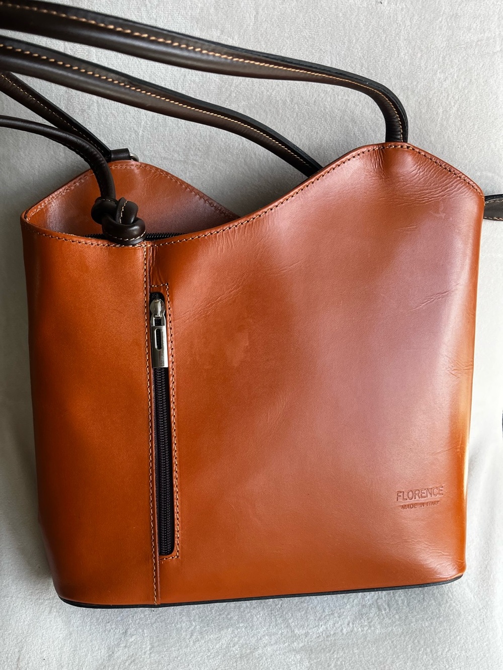 Florence Tan Leather Shoulder Bag convertible backpack
